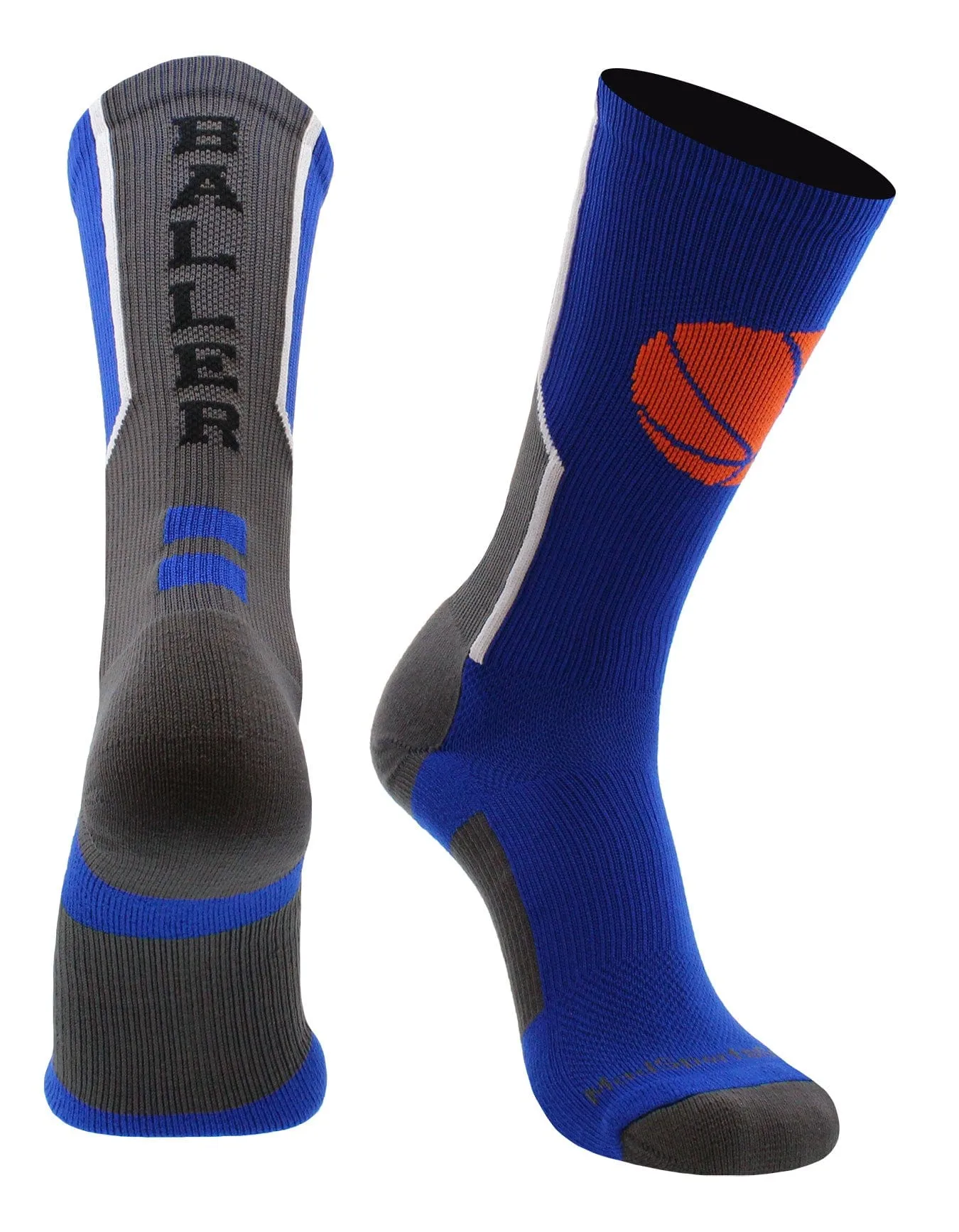 Baller Basketball Socks with Basketball Logo Crew Length