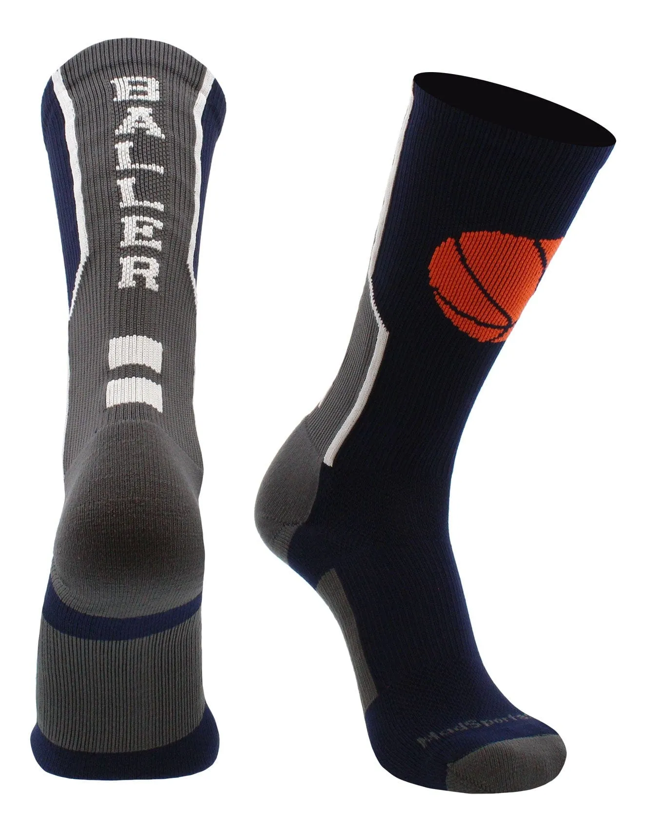 Baller Basketball Socks with Basketball Logo Crew Length