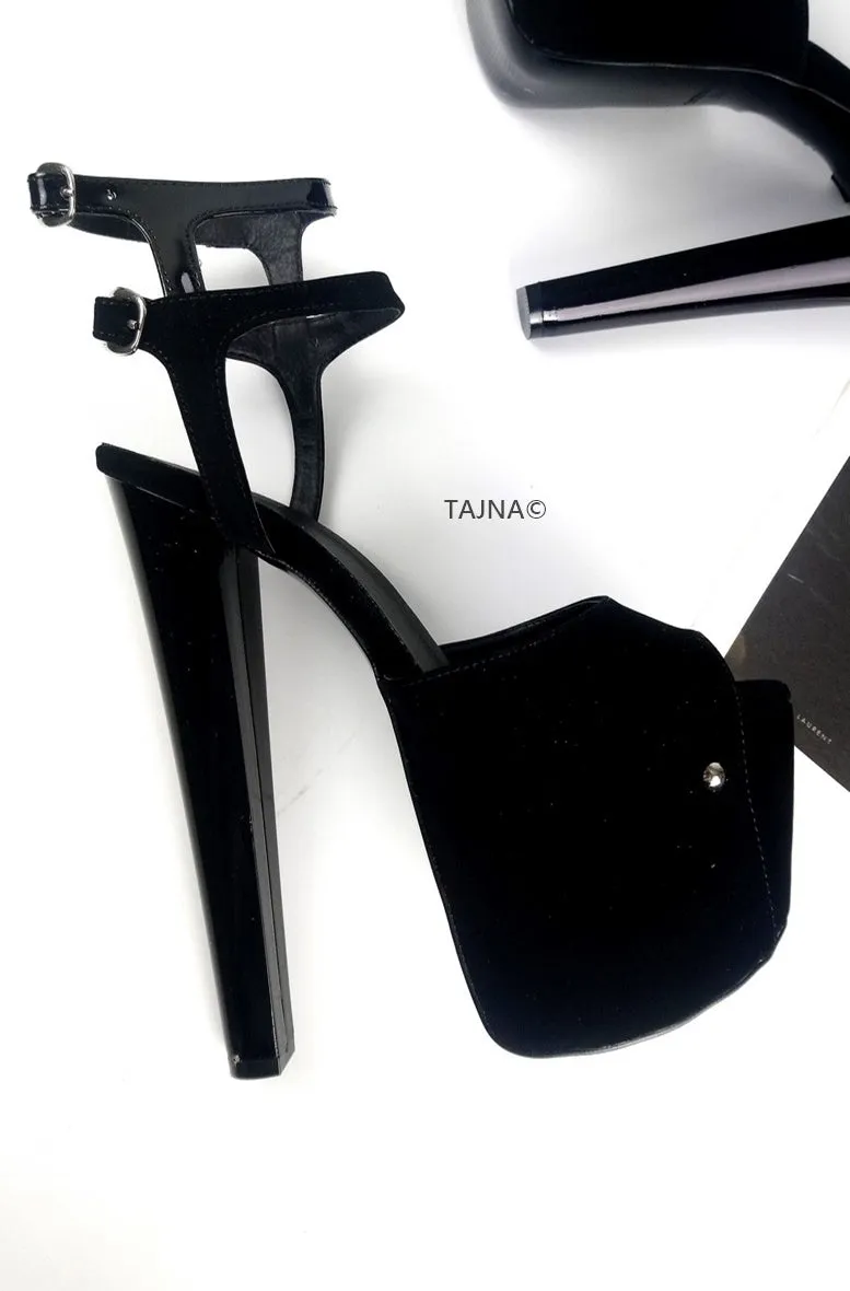 Black Double Strap Platform High Heels