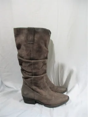 BORN BOC Knee High Slouch Suede LEATHER Moto RIDING BOOT Shoes BROWN 10