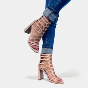 Nude Gladiator Block Heels [NO RETURNS]