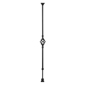 "Ole Iron Slides" 1/2" Square x 30"-38"H Single Basket Adjustable Hollow Iron Baluster (ISBAS)