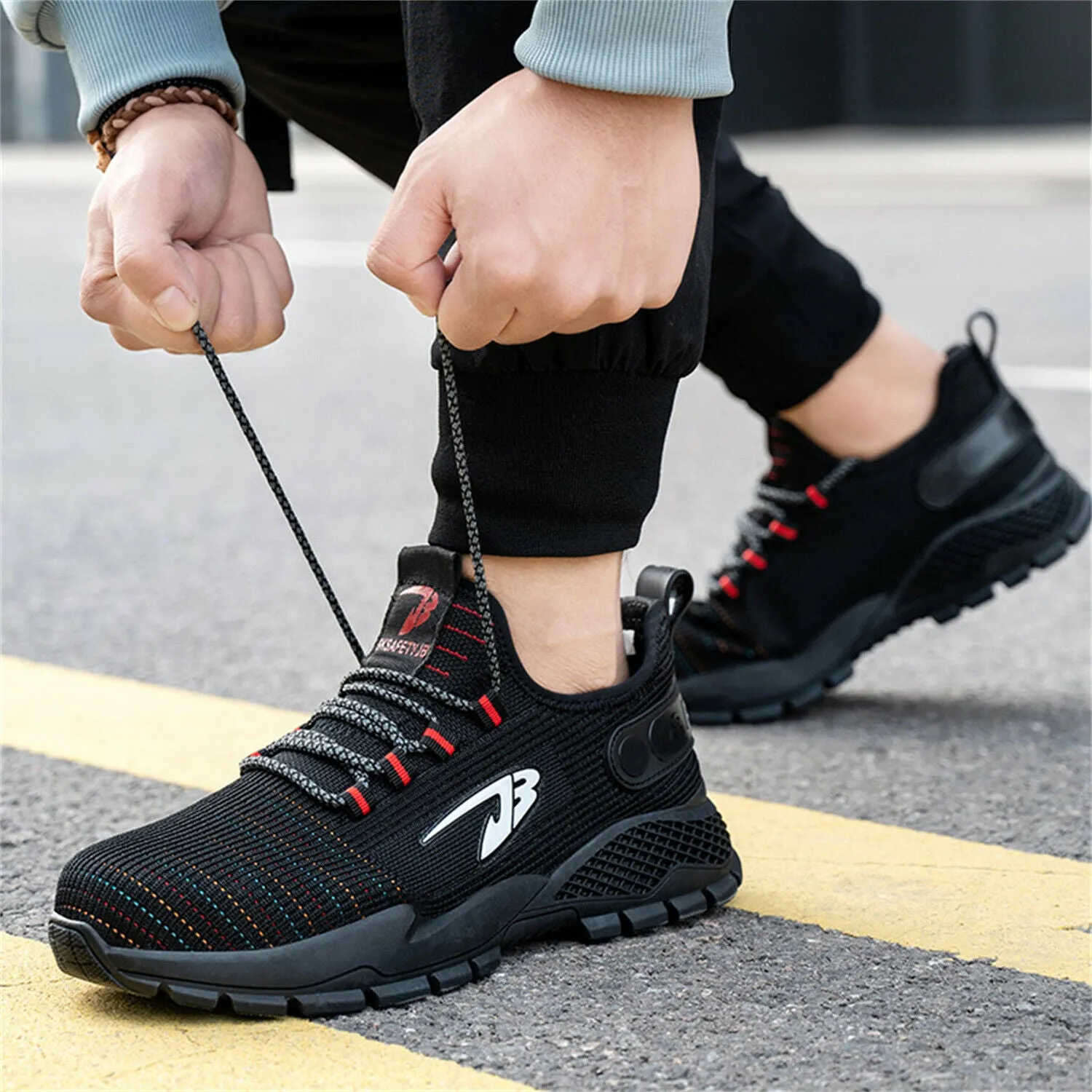 Steel Toe Shoe for Men Women Air Cushion Sneaker Slip Safety Indestructible Shoes