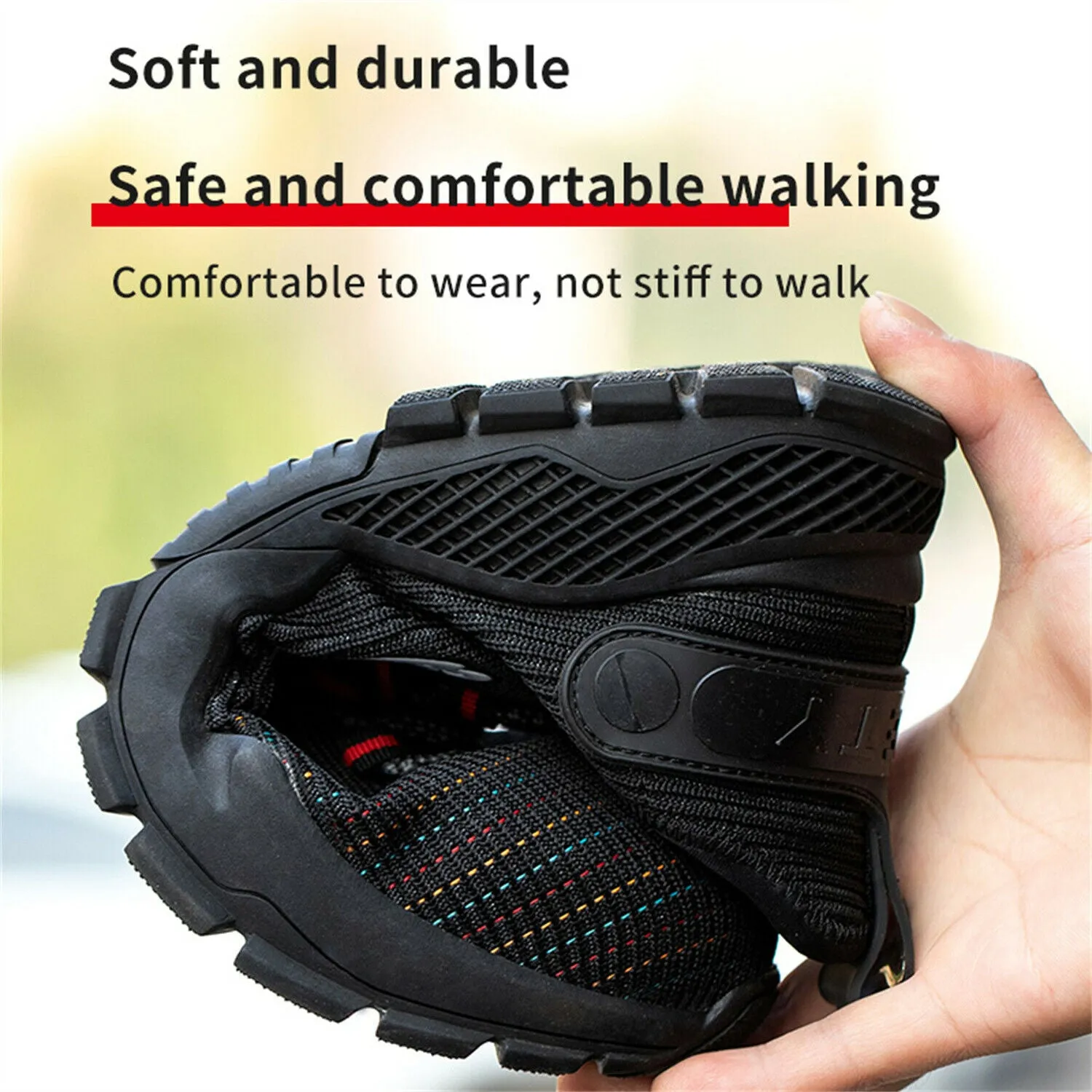 Steel Toe Shoe for Men Women Air Cushion Sneaker Slip Safety Indestructible Shoes