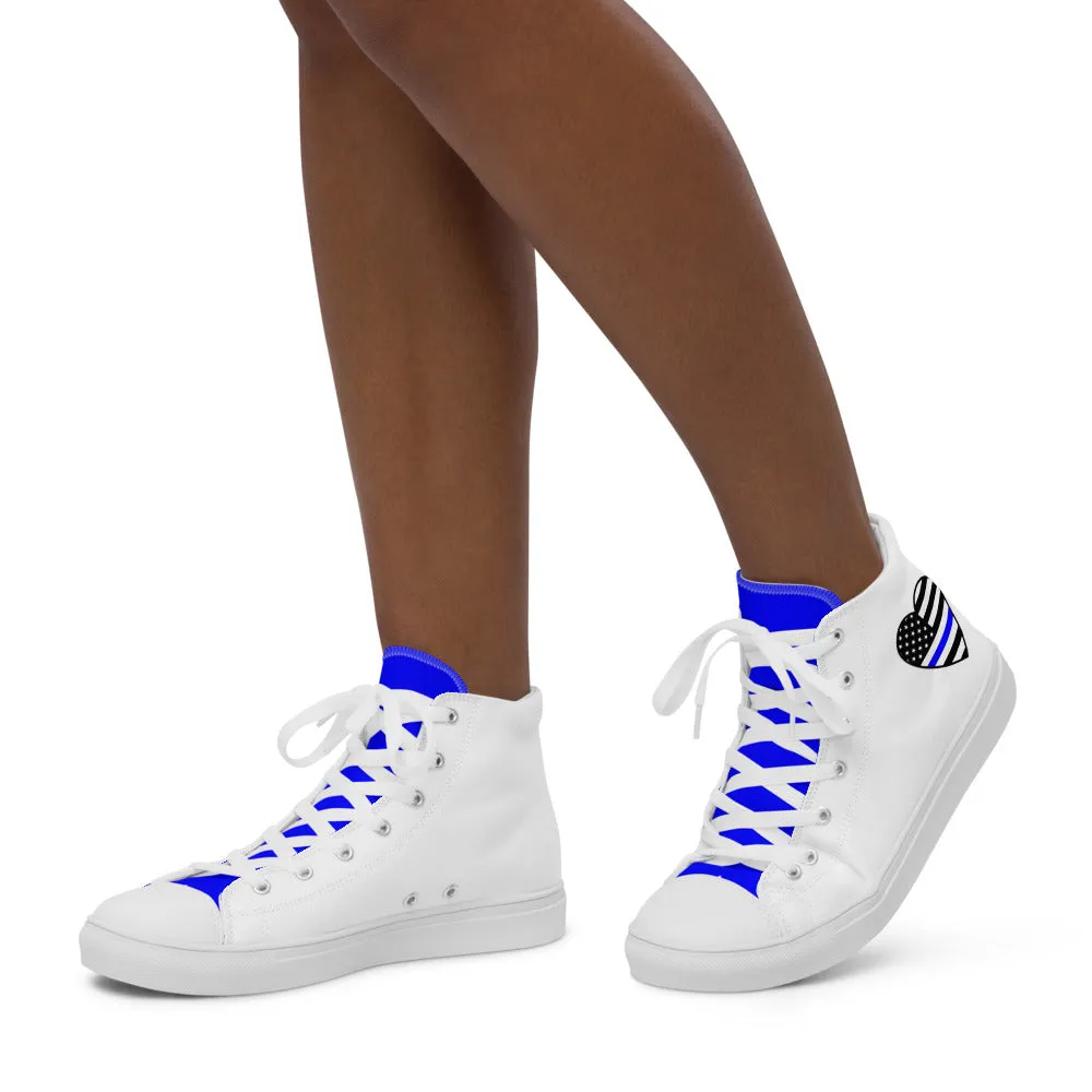 Thin Blue Line Heart Women’s High Top Canvas Shoes